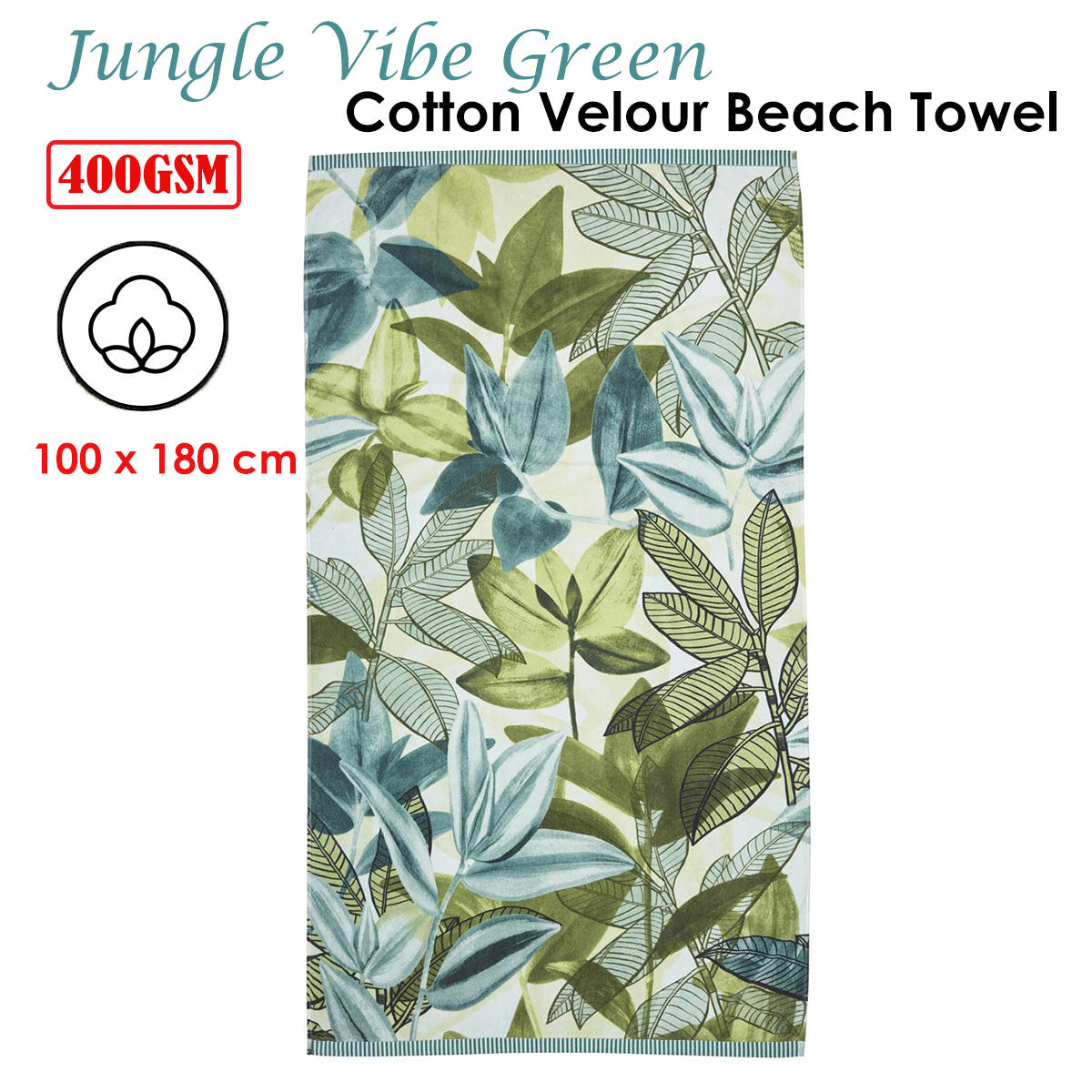 Velour Beach Towel - Jungle