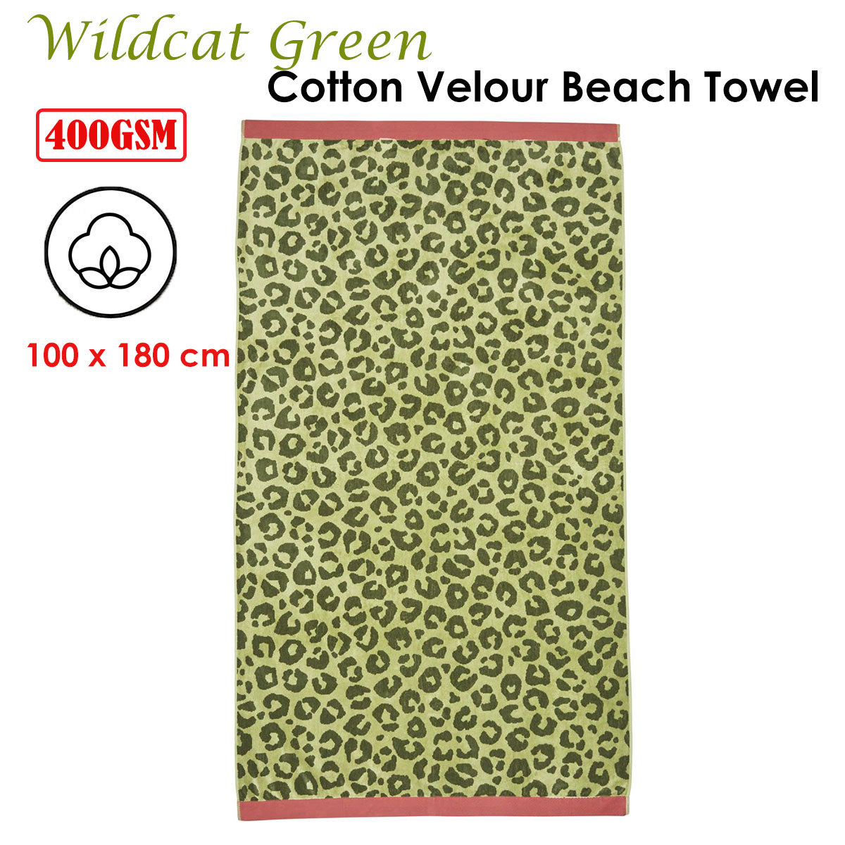 Velour Beach Towel - Wildcat