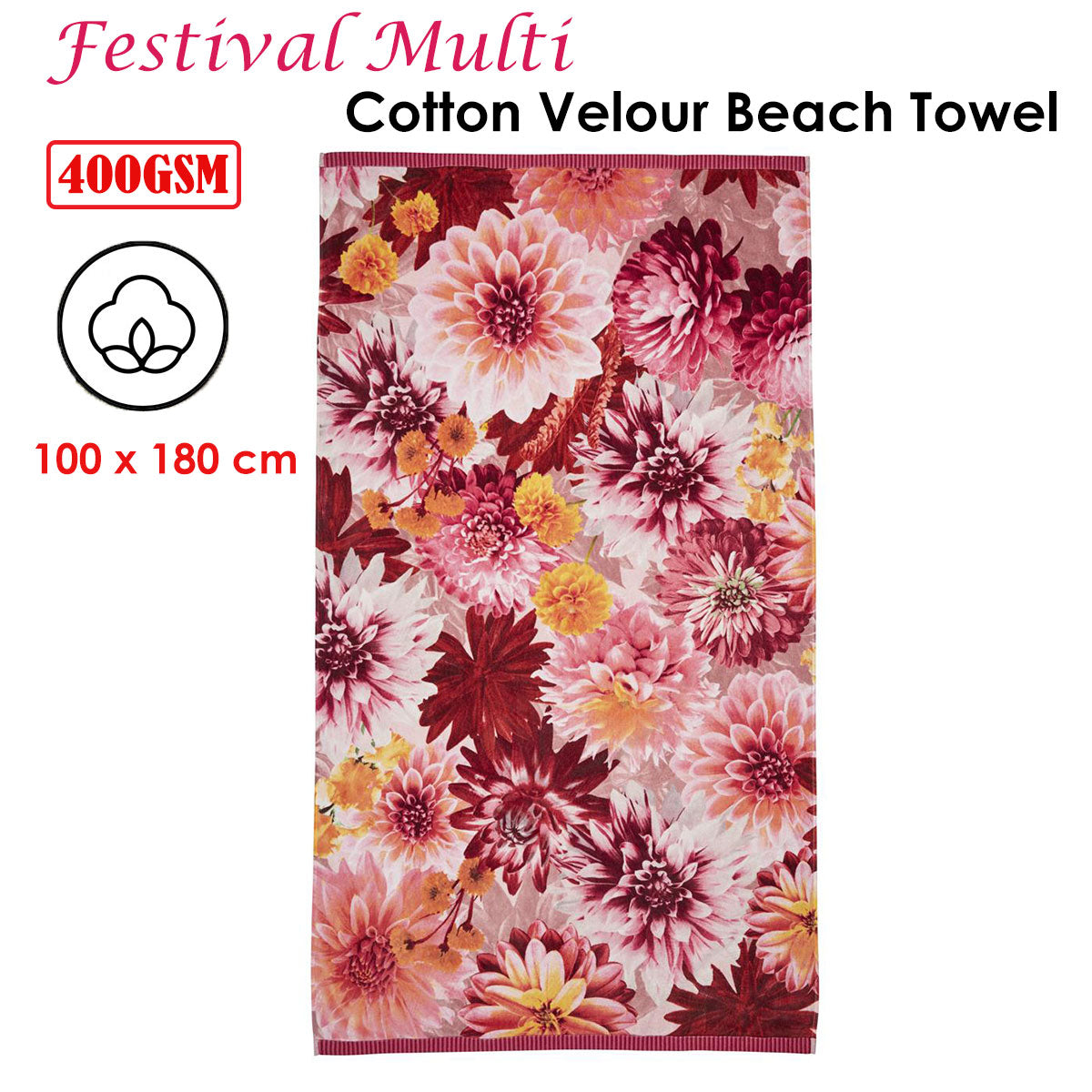 Velour Beach Towel - Festival