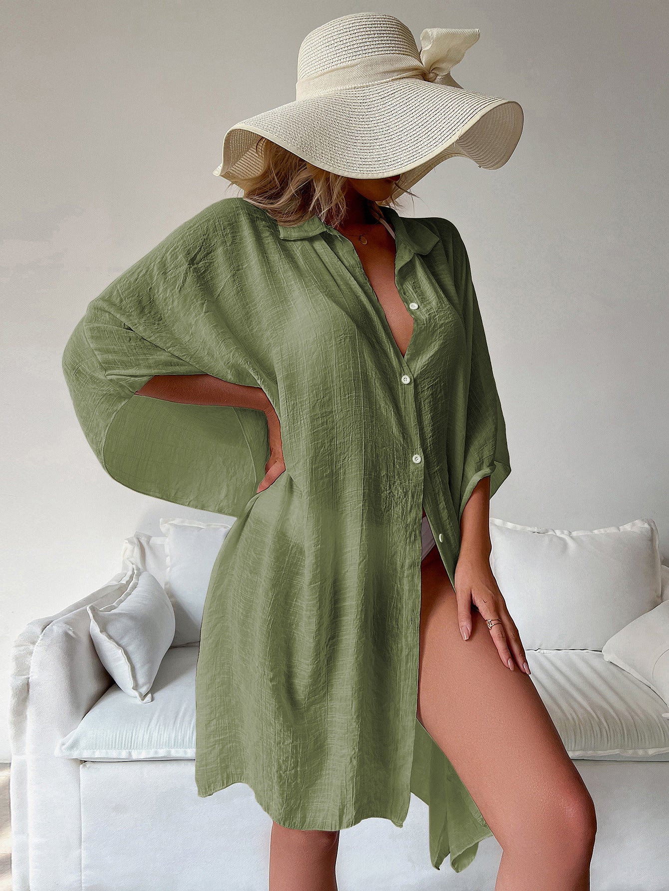 Marina Beach Cover Up - Military Green